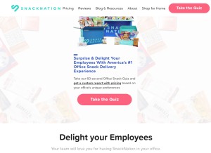 How snacknation.com looks like on a tablet such as an iPad.