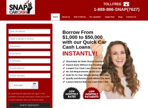How snapcarcash.com looks like on a tablet such as an iPad.