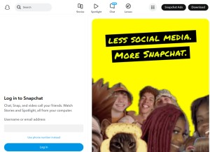 How snapchat.com looks like on a tablet such as an iPad.