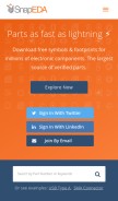 How snapeda.com looks like on a mobile device such as an iPhone.