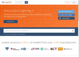 How snapeda.com looks like on a tablet such as an iPad.