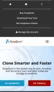 How snapgene.com looks like on a mobile device such as an iPhone.