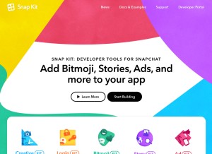 How snapkit.com looks like on a tablet such as an iPad.