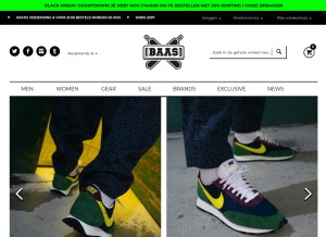 How sneakerbaas.com looks like on a tablet such as an iPad.