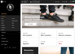 How sneakerdistrict.com looks like on a tablet such as an iPad.