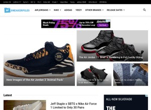 How sneakerfiles.com looks like on a tablet such as an iPad.