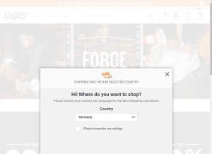 How snipes.com looks like on a tablet such as an iPad.