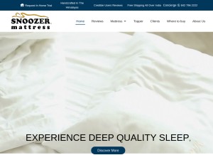 How snoozermattress.com looks like on a tablet such as an iPad.