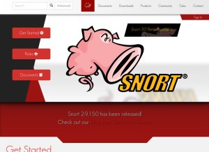 How snort.org looks like on a tablet such as an iPad.
