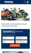 How snowmobile.com looks like on a mobile device such as an iPhone.