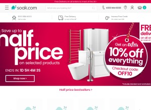 How soak.com looks like on a tablet such as an iPad.