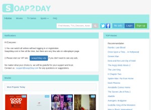 How soap2day.com looks like on a tablet such as an iPad.