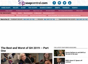 How soapcentral.com looks like on a tablet such as an iPad.