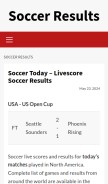 How soccerresults.us looks like on a mobile device such as an iPhone.