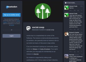 How social.coop looks like on a tablet such as an iPad.