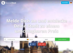 How socialdeal.de looks like on a tablet such as an iPad.