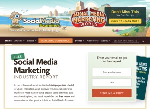 How socialmediaexaminer.com looks like on a tablet such as an iPad.