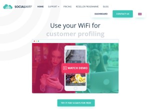 How socialwifi.com looks like on a tablet such as an iPad.