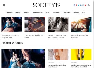 How society19.com looks like on a tablet such as an iPad.