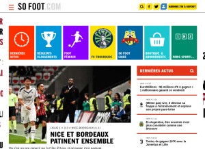 How sofoot.com looks like on a tablet such as an iPad.