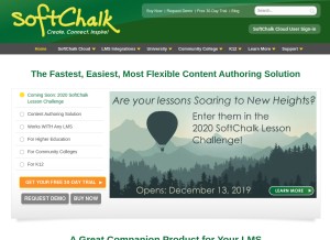 How softchalk.com looks like on a tablet such as an iPad.