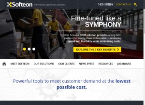 How softeon.com looks like on a tablet such as an iPad.