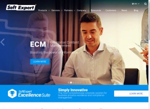 How softexpert.com looks like on a tablet such as an iPad.