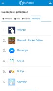 How softonic.pl looks like on a mobile device such as an iPhone.