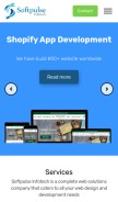 How softpulseinfotech.com looks like on a mobile device such as an iPhone.
