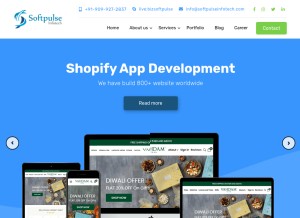 How softpulseinfotech.com looks like on a tablet such as an iPad.