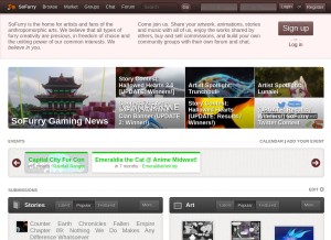 How sofurry.com looks like on a tablet such as an iPad.