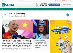 How soha.vn looks like on a tablet such as an iPad.