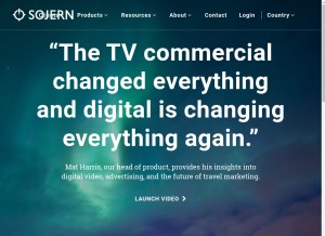 How sojern.com looks like on a tablet such as an iPad.