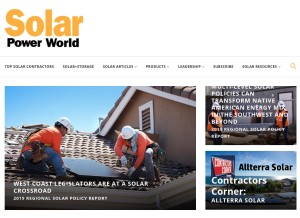 How solarpowerworldonline.com looks like on a tablet such as an iPad.