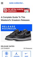 How solecollector.com looks like on a mobile device such as an iPhone.