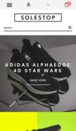 How solestop.com looks like on a mobile device such as an iPhone.