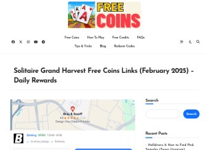 How solitairegrandharvestfreecoins.com looks like on a tablet such as an iPad.
