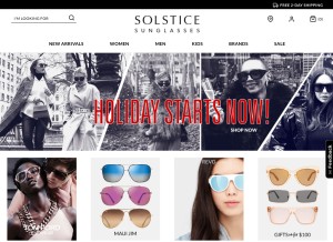 How solsticesunglasses.com looks like on a tablet such as an iPad.