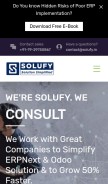 How solufyerp.com looks like on a mobile device such as an iPhone.