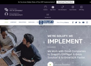 How solufyerp.com looks like on a tablet such as an iPad.