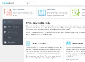How solverbook.com looks like on a tablet such as an iPad.