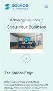How solvios.technology looks like on a mobile device such as an iPhone.