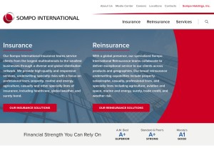 How sompo-intl.com looks like on a tablet such as an iPad.
