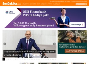 How sondakika.com looks like on a tablet such as an iPad.