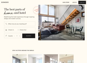 How sonder.com looks like on a tablet such as an iPad.