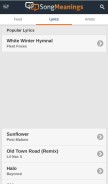 How songmeanings.com looks like on a mobile device such as an iPhone.