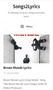 How songs2lyrics.com looks like on a mobile device such as an iPhone.