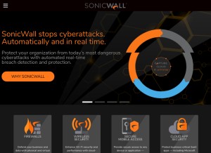 How sonicwall.com looks like on a tablet such as an iPad.
