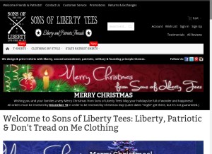 How sonsoflibertytees.com looks like on a tablet such as an iPad.