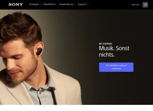 How sony.de looks like on a tablet such as an iPad.